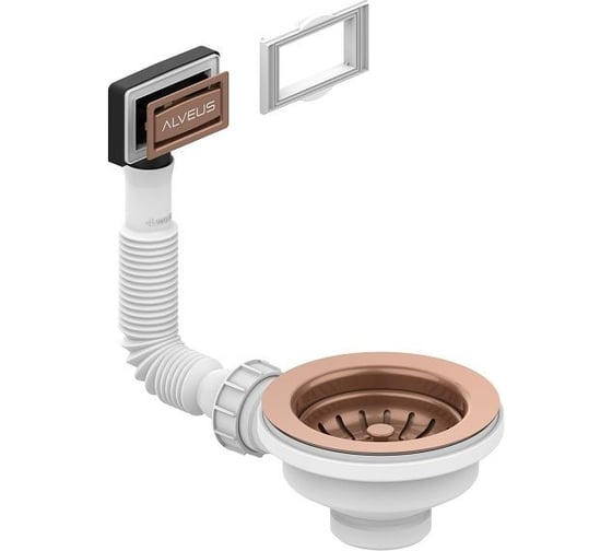 Выпуск для мойки ALVEUS 114 copper с рамкой и заглушкой (гофра) 1144842 1
