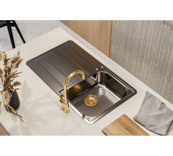 Выпуск для мойки ALVEUS 114 gold c рамкой и заглушкой (гофра) 1144841