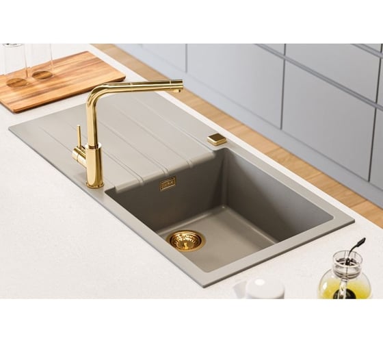 Выпуск для мойки с вертикальным переливом ALVEUS pop up bronze с рамкой и заглушкой 1144853