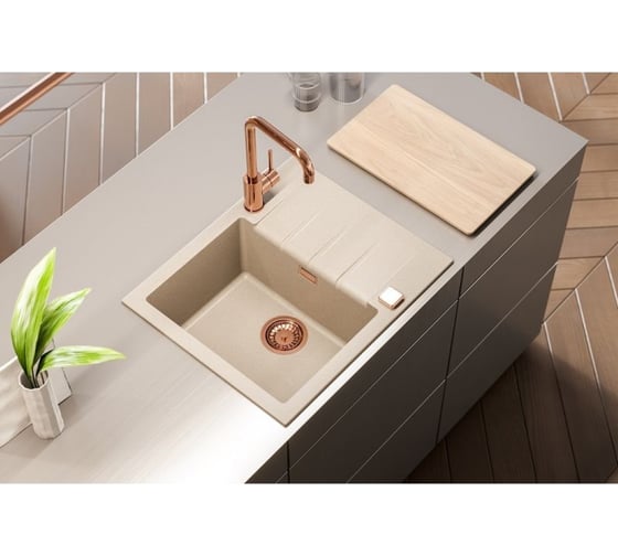 Выпуск для мойки с вертикальным переливом ALVEUS pop up copper с рамкой и заглушкой 1144851