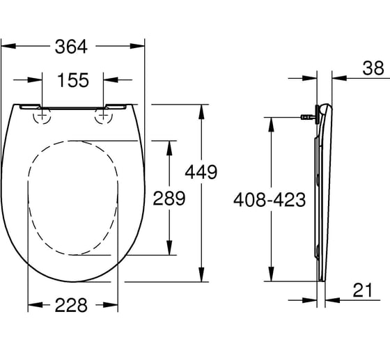 Сиденье для унитаза GROHE Bau Ceramic, с микролифтом, альпин-белый 39923000