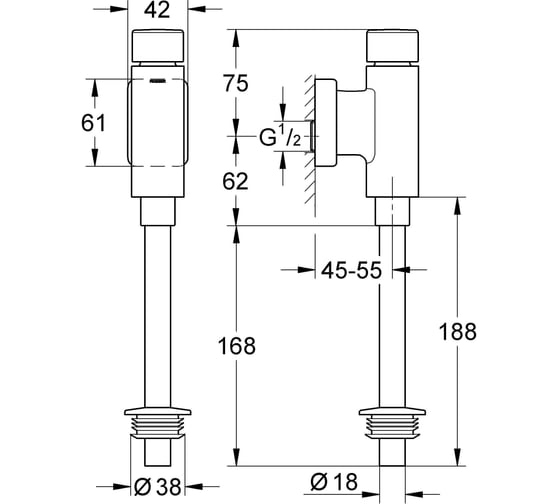 Смывное устройство для писсуара Grohe Rondo 37345000