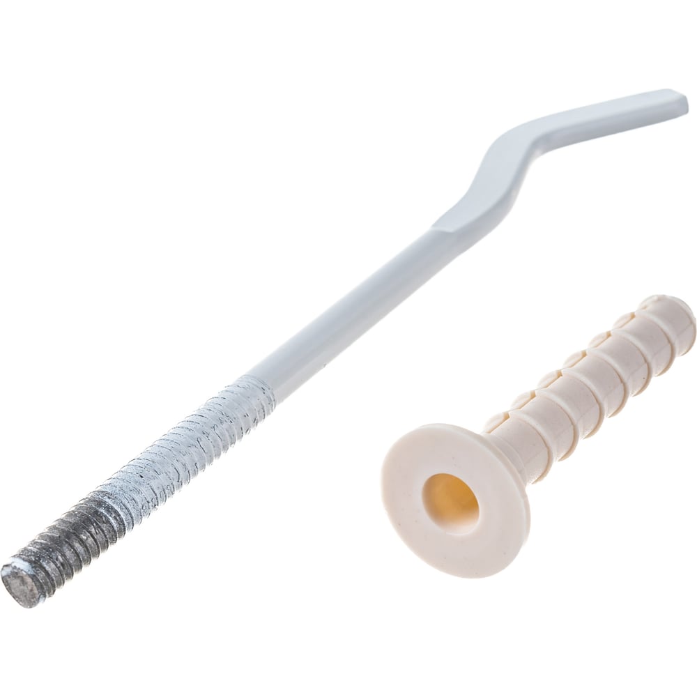 Кронштейн для радиатора с дюбелем диам. 9х220 мм белый сплющ ...