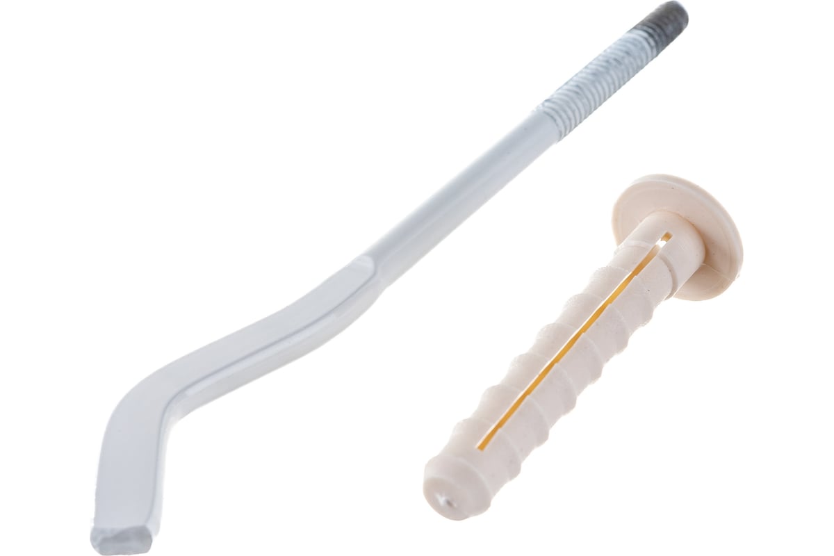 Кронштейн для радиатора с дюбелем диам. 9х220 мм белый сплющ ...