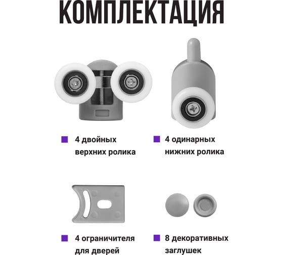 Ролики для душевой кабины BIRD HOUSE 23 мм, набор 8 шт 50954