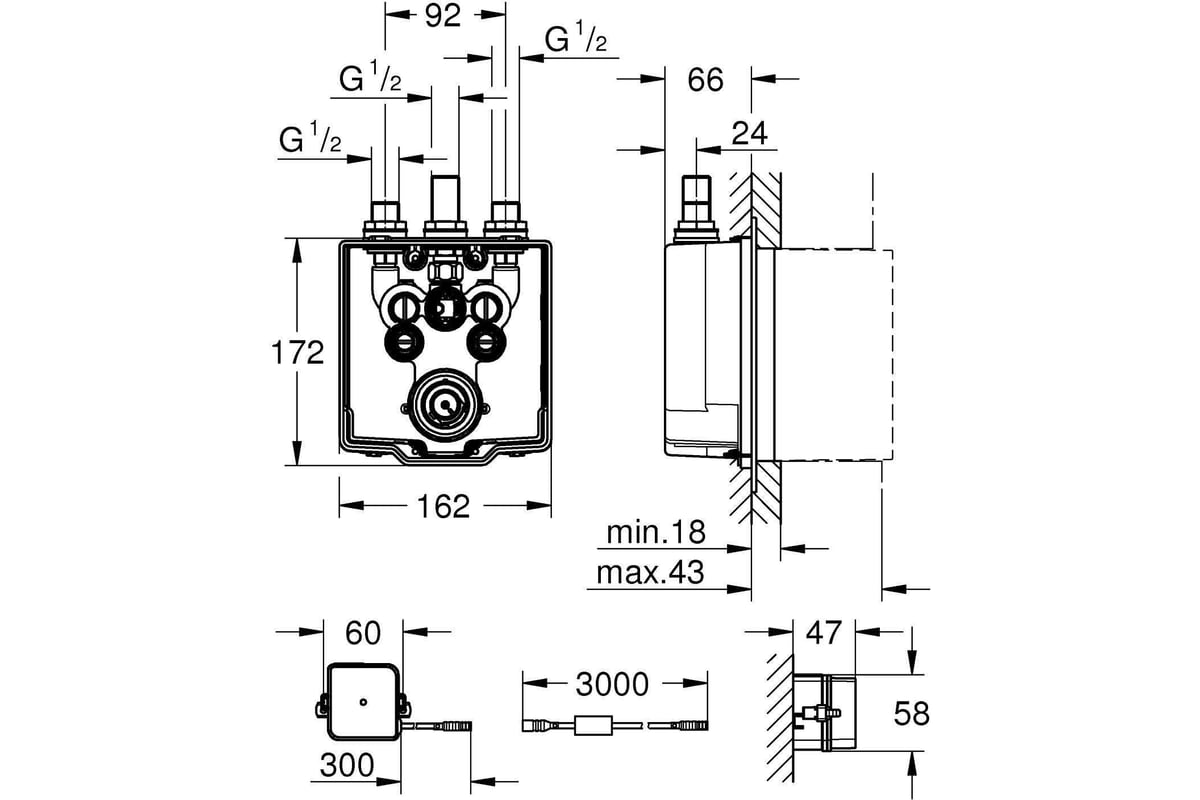 Термостатический смеситель для душа Grohe Eurosmart Cosmopolitan E ...