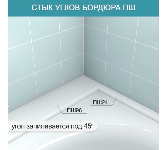 Акриловый бордюр для ванны BNV пш96 левый 75см, белый цвет 4603312129207