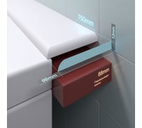 Акриловый бордюр для ванны BNV пш96 правый 75см, белый цвет 4603312129214