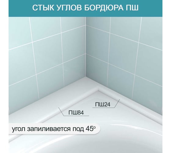 Акриловый бордюр для ванны BNV пш84 левый 75см, белый цвет 4603312129184