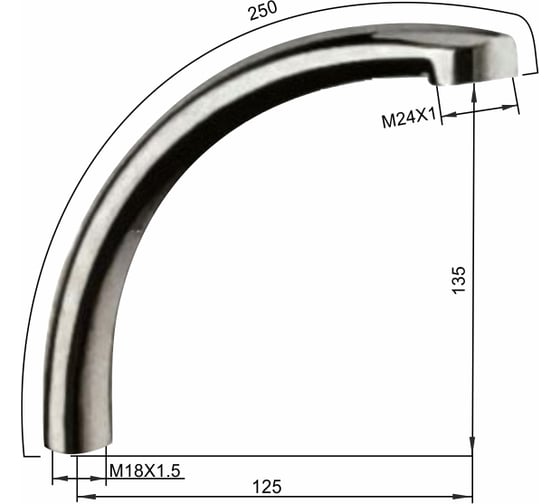 Излив смесителя ARCO DA VELLA кухня, боковая ручка, с аэратором h=135мм арт. 14094