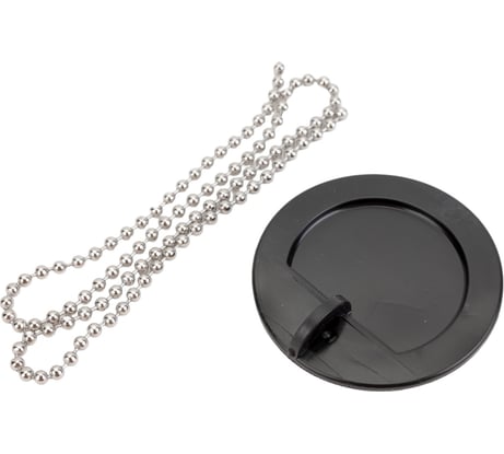 Пробка для ванны MasterProf черная с цепочкой из нержавеющей стали 45 см ИС.110625