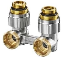 Узел Oventrop Multiflex V, угловой H-образный, 3/4, 1/2, Н ЕК-Н, никелированный, ZB 1016282