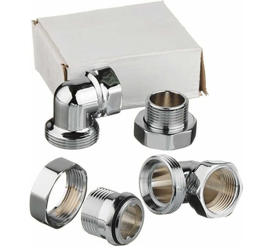 Угловая американка Terma 3/4" в/н, хром, для полотенцесушителя, пара 01526 29195