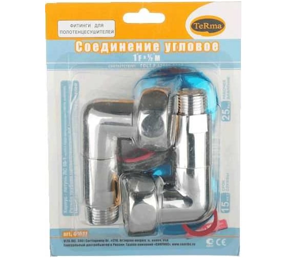 Уголок Terma 1" на 1/2", для полотенцесушителя, пара 01511 29161