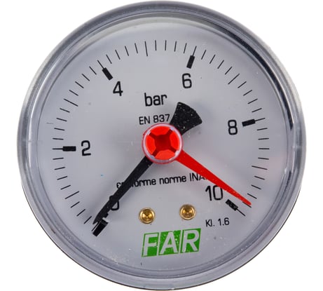 Манометр FAR 1/4", 0-10 бар, -20-80 C, O 63 мм FA 2500 10