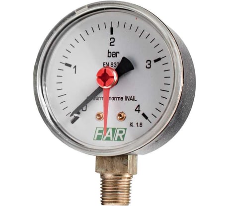 Манометр FAR 1/4", 0-4 бар, - 20-80 C, O 63 мм FA 2500 R04