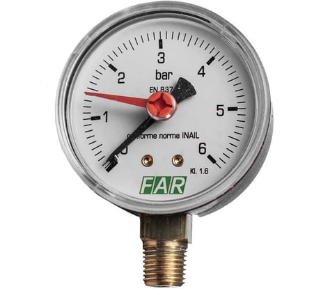 Манометр 0-6 бар, 1/4" (радиальное соединение), 63 мм FAR FA 2500 R06