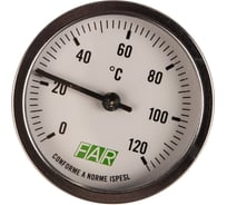 Термометр 0-120°C, торцевое соединение 1/2", зонд 50 мм, диаметр 80 мм FAR FA 2600