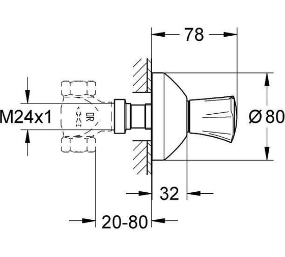 Внешняя часть вентиля Grohe Costa L, синяя маркировка, хром 19808001