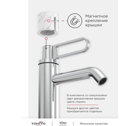 Декоративная крышка для ручки смесителя Tokito белый мрамор TOK-YOU-2001