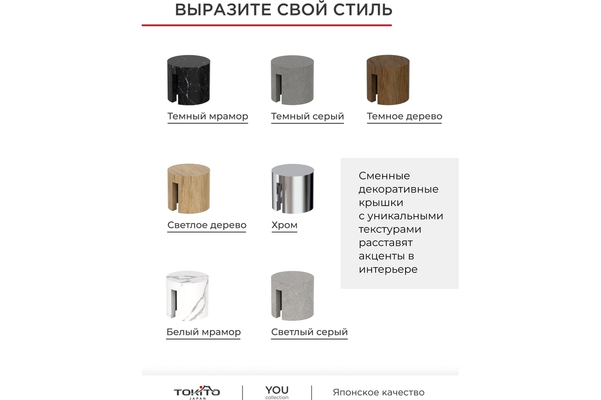 Декоративная крышка для ручки смесителя Tokito темный мрамор TOK-YOU ...