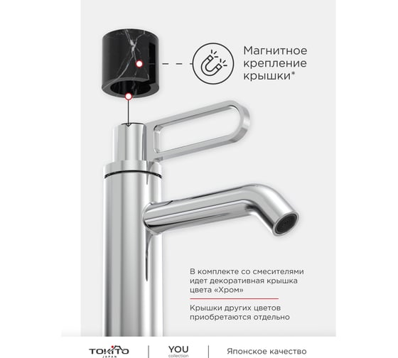 Декоративная крышка для ручки смесителя Tokito темный мрамор TOK-YOU-2002