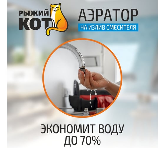 Аэратор на излив смесителя Рыжий кот внутренняя резьба, 22 мм (нерж) 105287