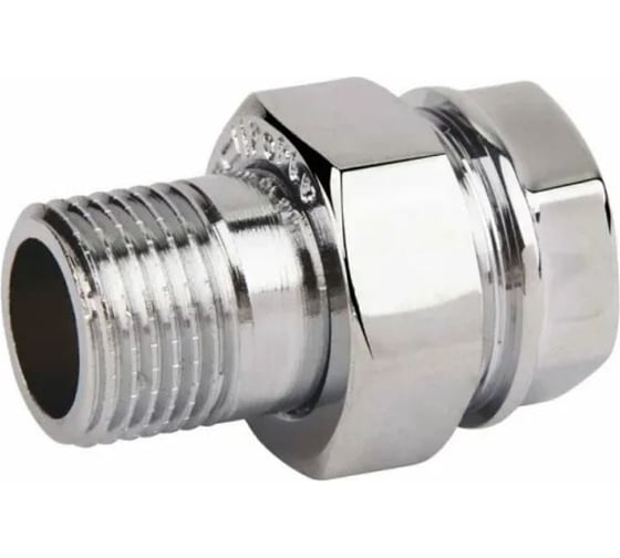 Сгон (американка) для полотенцесушителя TIM прямой вн/нар, 3/4 (хром) 772381 1