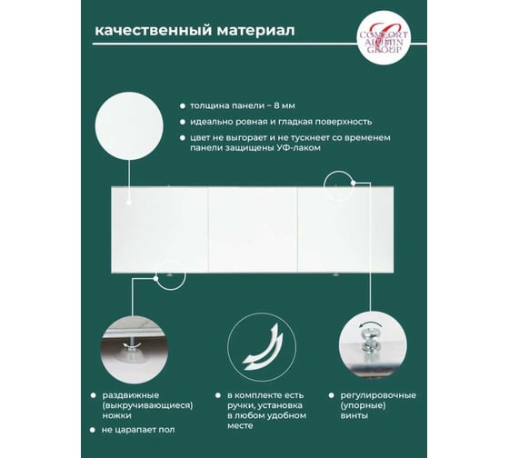 Экран под ванну Comfort Alumin Group белый глянцевый 1,5 м в коробке 003976