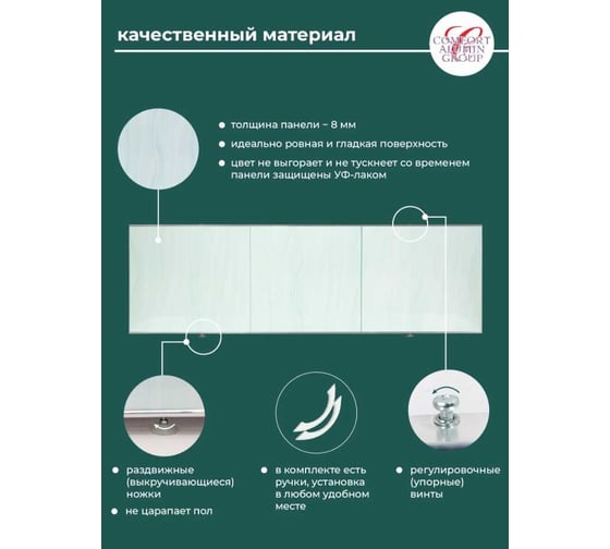 Экран под ванну Comfort Alumin Group волна зелёная1,5 м. в коробке 003996