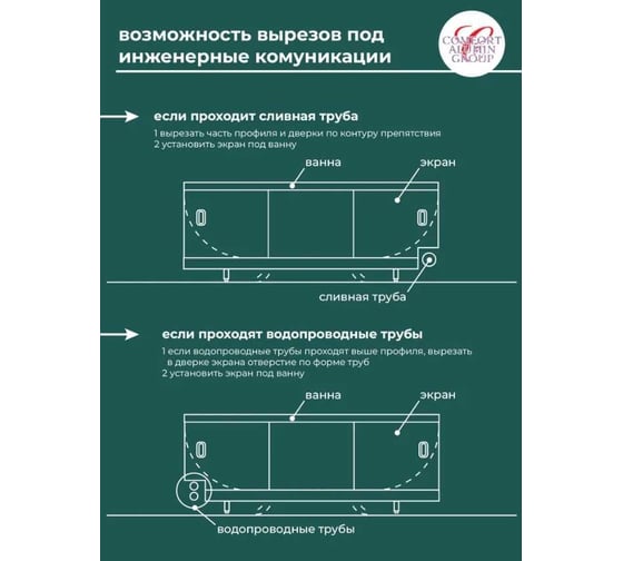 Экран под ванну Comfort Alumin Group серебряная (10) 1,7 м. в коробке 004124