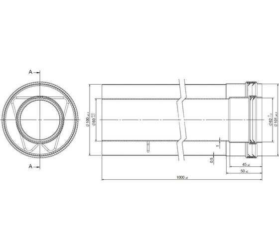 Элемент удлинительный диаметр 60/100L, 1000 мм Royal Thermo НС-1011732
