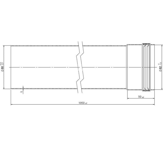 Элемент удлинительный диаметром 80 мм, 2000 мм Royal Thermo НС-0078765