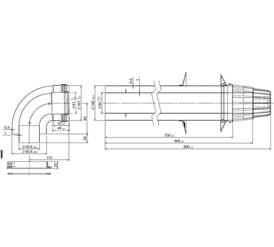 Коаксиальный комплект Royal Thermo 60/100L Fr НС-1039609