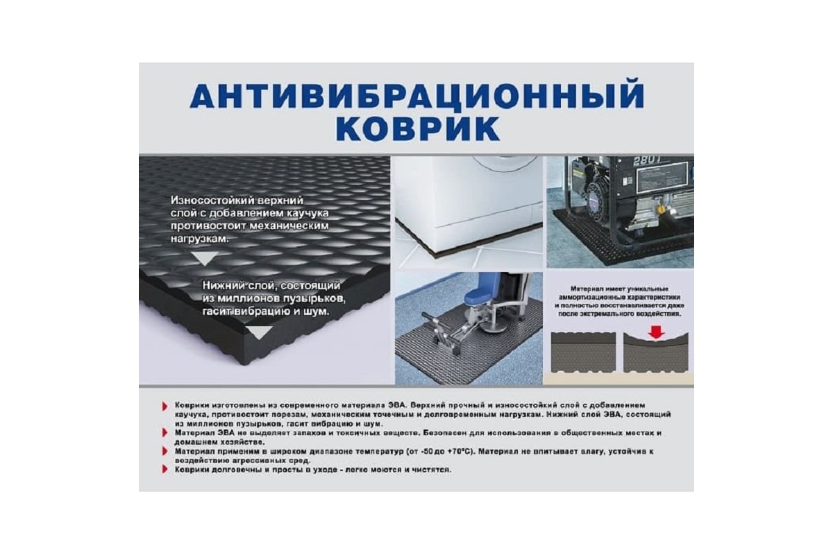 Антивибрационный коврик Петролл mattix-vibrotex 60x60, 25 мм 150204 -  выгодная цена, отзывы, характеристики, фото - купить в Москве и РФ