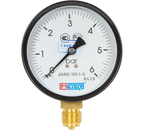 Манометр МЕТЕР ДМ 02-100-1-G Р=0..6 бар, G1/2 кл.1,5 704