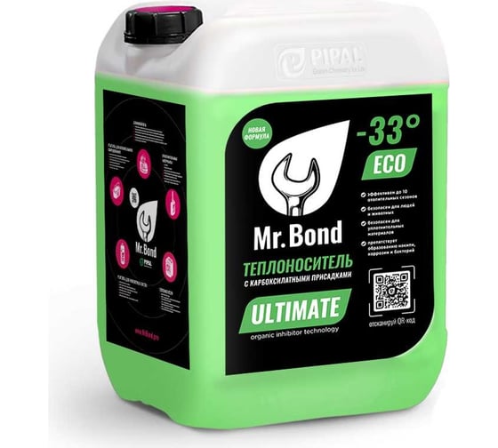Теплоноситель Mr.Bond ULTIMATE 33 ECO -33C, на основе пропиленгликоля, 10 кг MB5052030010