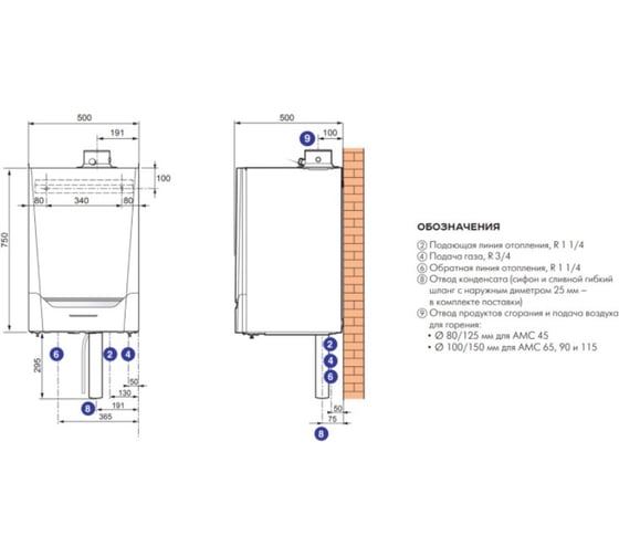 Конденсационный настенный котёл De Dietrich EVODENS AMC PRO, AMC 45, DIEMATIC EVOLUTION 7699475