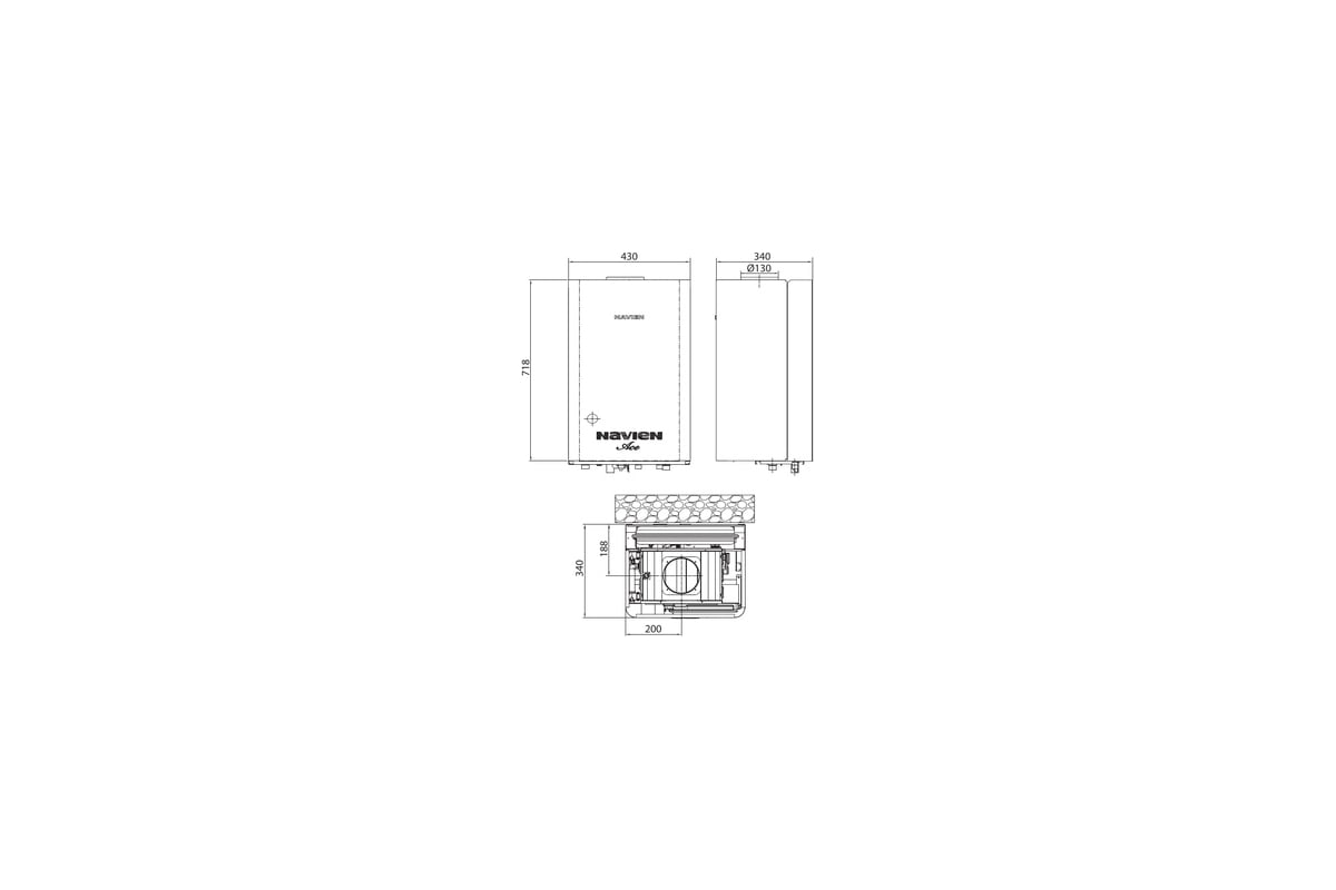 Газовый котел Navien ACE-20AN открытая камера, двухконтурный, 20 квт  НС-1205520