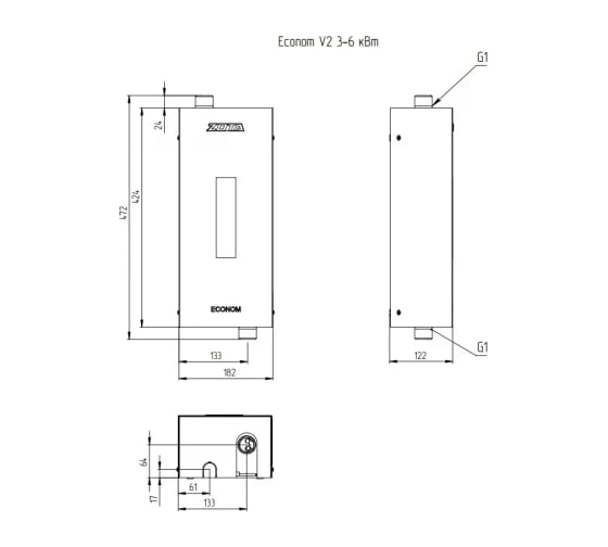 Электрокотел ZOTA Econom V2 (комплект) - 6 ZE3468421206