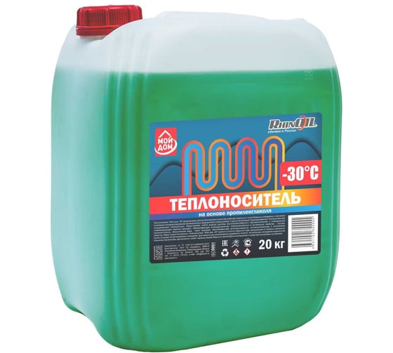 Теплоноситель RhinOil Мой дом -30, на основе пропиленгликоля, 20 кг 4631152356576 1