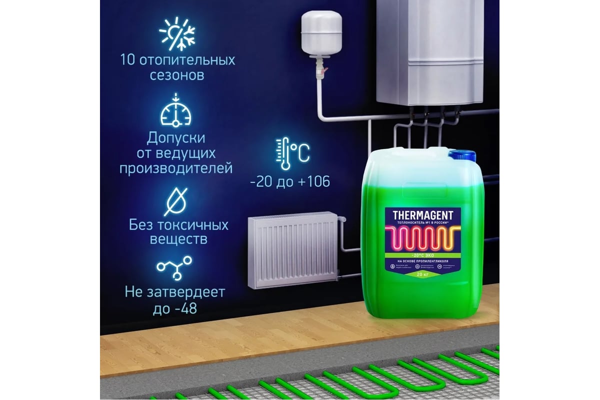 Теплоноситель на основе пропиленгликоля Thermagent ЭКО -20С 10 кг ...