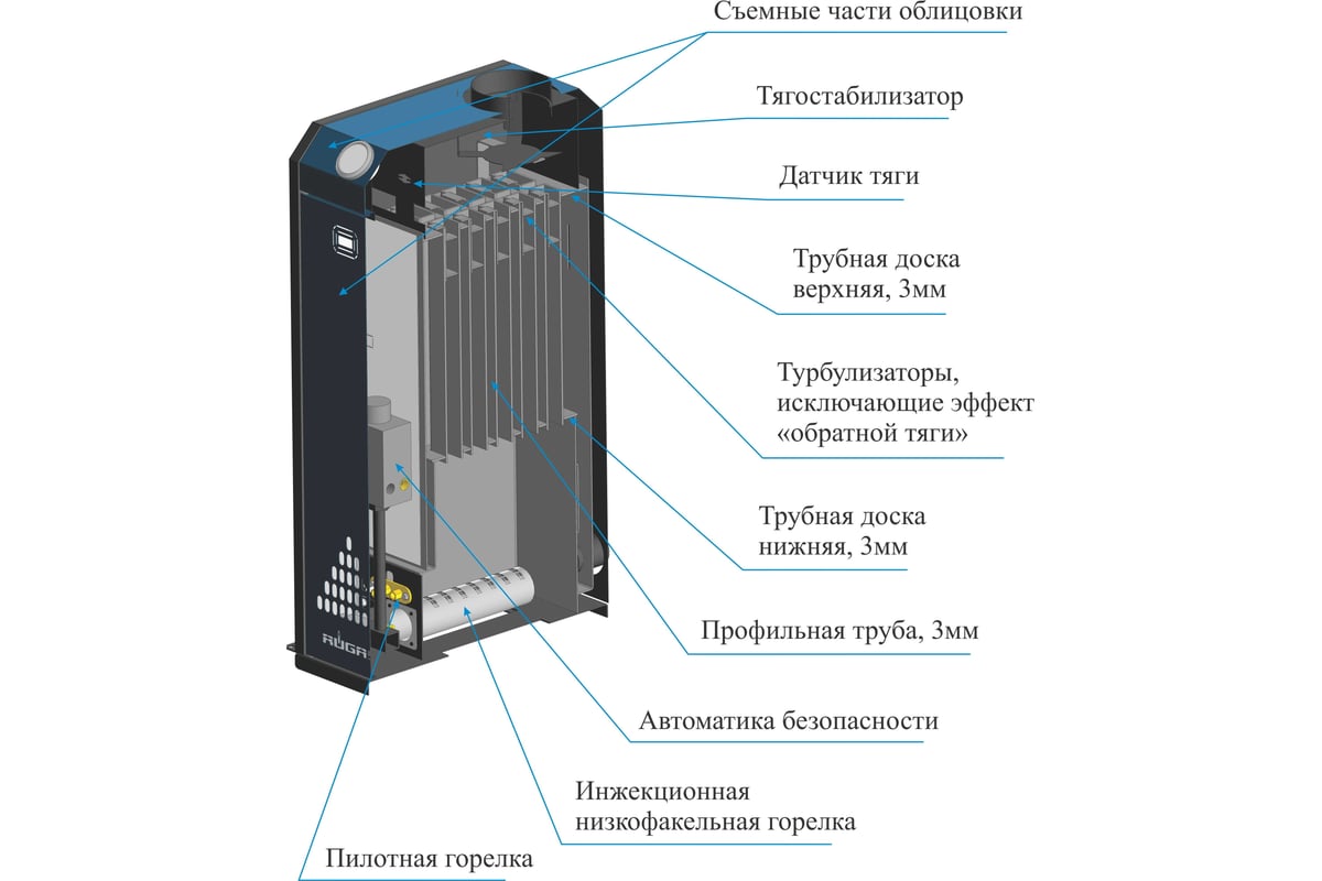 Стальной газовый котел RUGAS серии TOPAZ КСГ-7,5 с УГ-9 TGV-307 11401