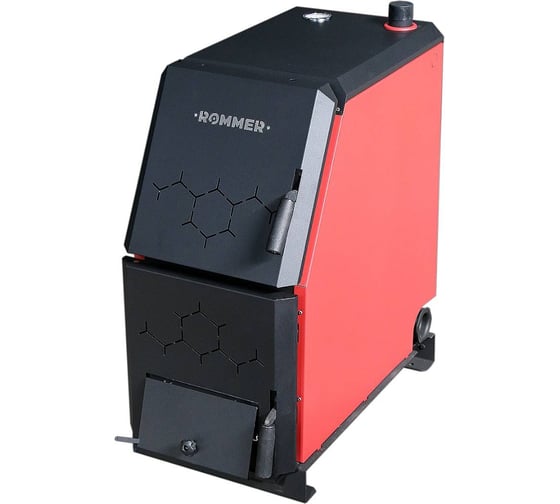 Твердотопливный котел ROMMER Rsb-1110-000016 16 квт, с возможностью установки тэна, терморегулятора/турбокомплекта, пеллетной горелки RG008VCUMTC5DS