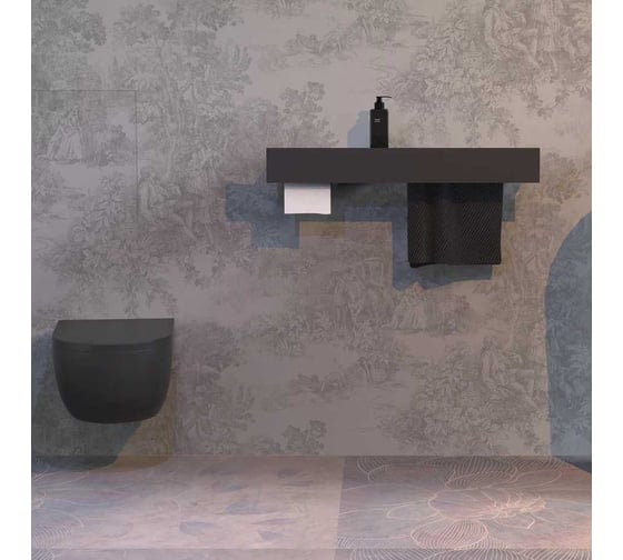 Полка-полотенцедержатель Граф Держалкин Skyline trio 70x13x9 с бумагодержателем, черная Fl-sky-tr70тбпп-ч