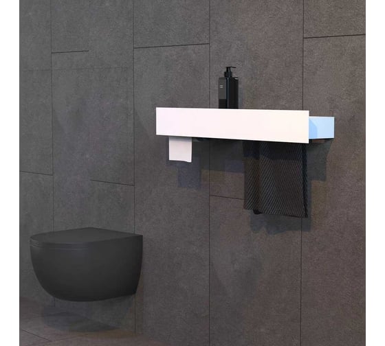 Полка-полотенцедержатель Граф Держалкин Skyline trio 70x13x9 с бумагодержателем, белая Fl-sky-tr70тбпп-б
