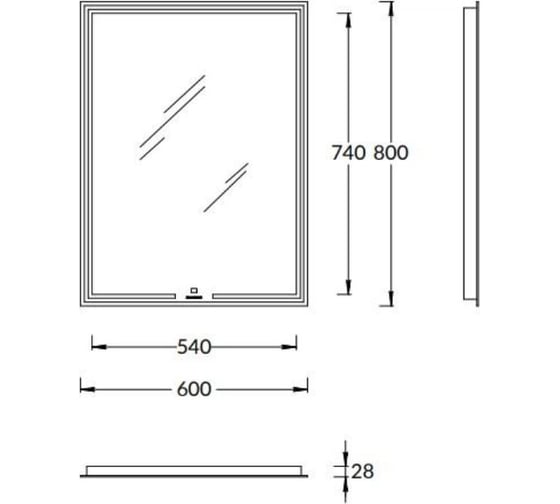 Зеркало KERAMA MARAZZI MIO прямоугольное с диммером 60, белое MIO.mi.60\WHT