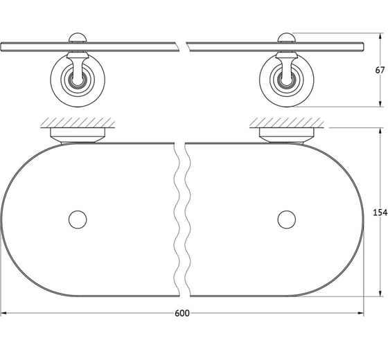 Полка с держателями 3SC 60 cm стекло; античная медь STI 615