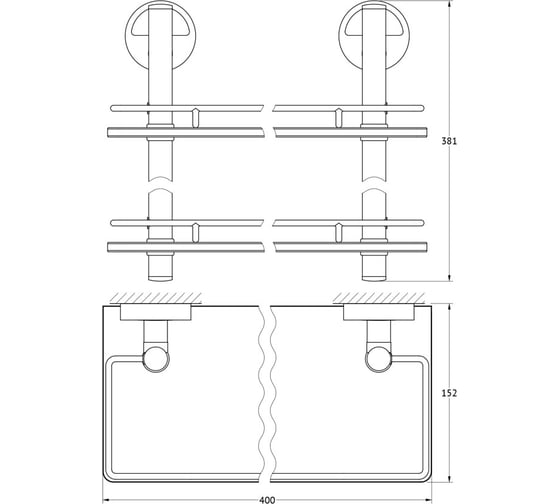 Двухъярусная полка FBS 40 cm матовое стекло; хром LUX 063