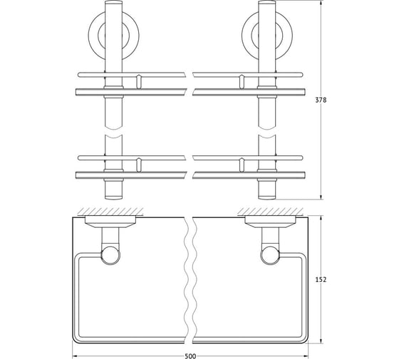 Двухъярусная полка FBS 50 cm матовое стекло; хром STA 064